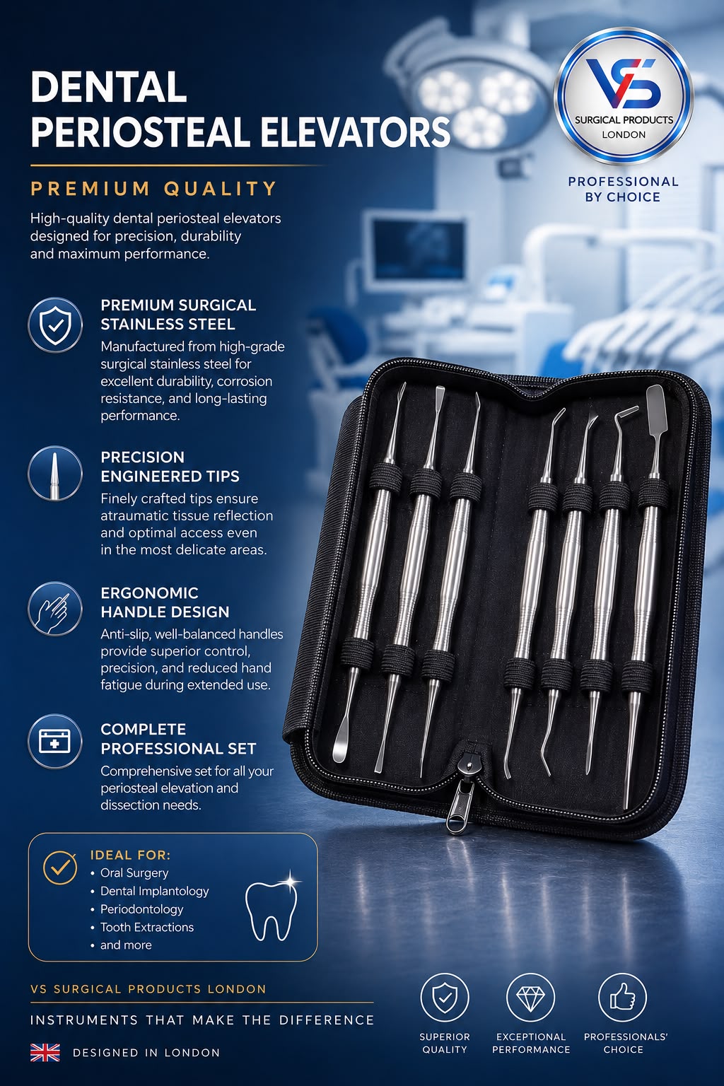 Periosteal Elevator Set 7 PCS-VETROSPECT - by VS SURGICAL PRODUCTS UK