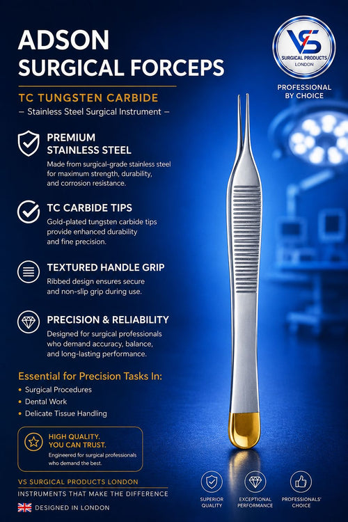 Adson Surgical Forceps TC Tungsten Carbide - VETROSPECT by VS SURGICAL LONDON